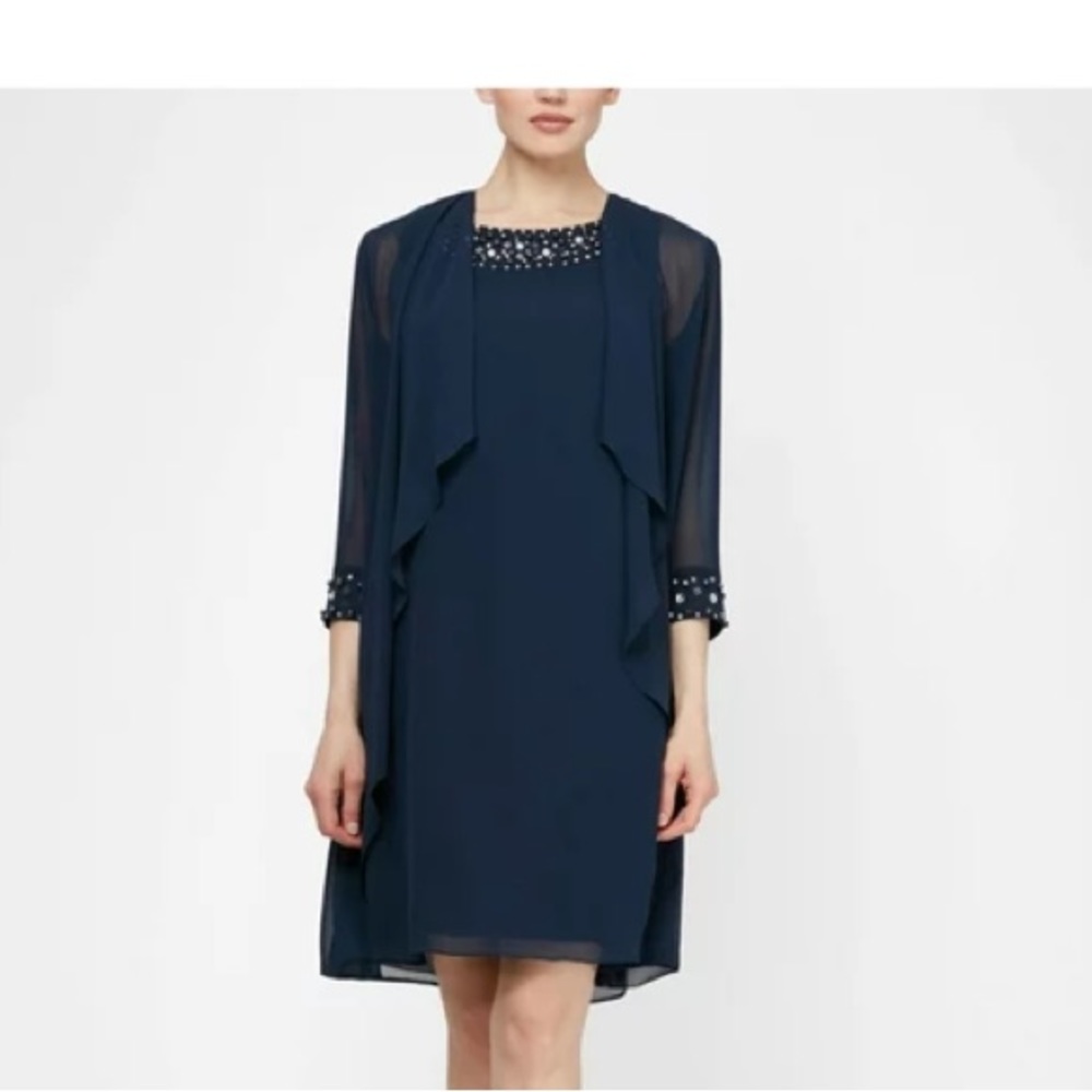 SLNY Fashions New York Navy 2 Piece Dress